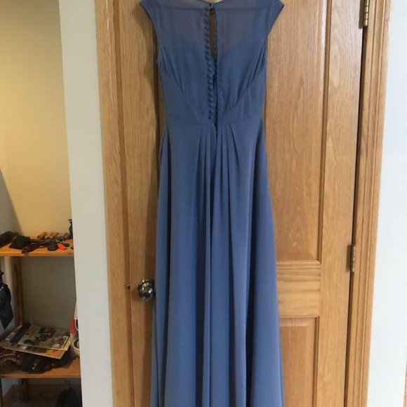 Bill Levkoff Dusty Blue Bridesmaid Dress Size 6 - Picture 3 of 6